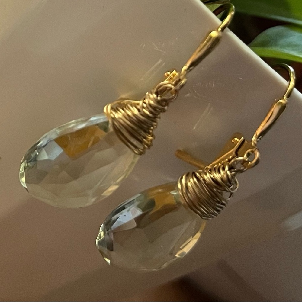 COPY - 3 / $45 Faceted Prasiolite Green Amethyst Drop Earrings New